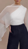 Seraphina Sheer Draped Sleeve Blouse - Fashion Pov