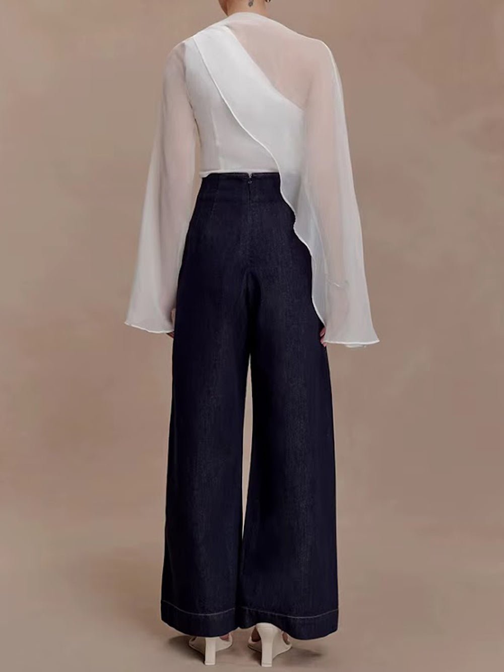 Seraphina Sheer Draped Sleeve Blouse - Fashion Pov