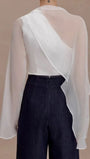 Seraphina Sheer Draped Sleeve Blouse - Fashion Pov