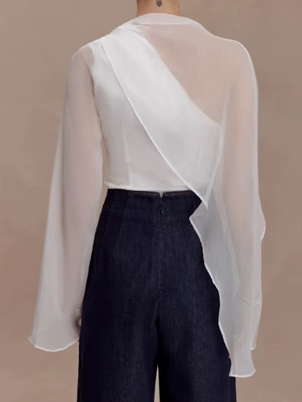 Seraphina Sheer Draped Sleeve Blouse - Fashion Pov