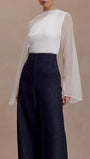 Seraphina Sheer Draped Sleeve Blouse - Fashion Pov