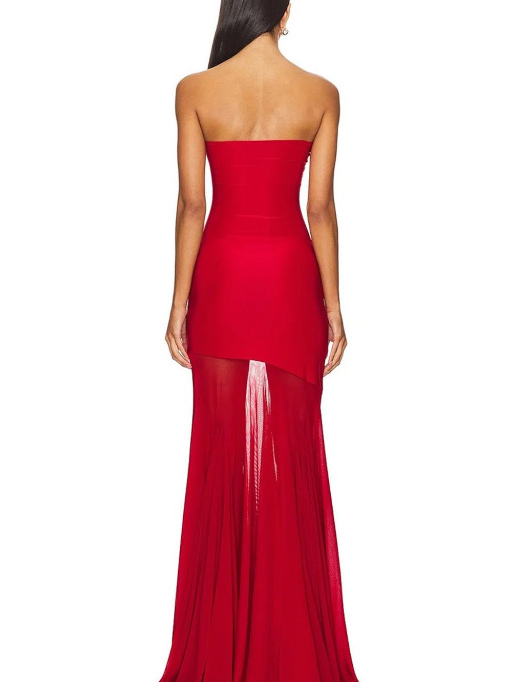 Seraphine Strapless Mesh Maxi Dress Red / L