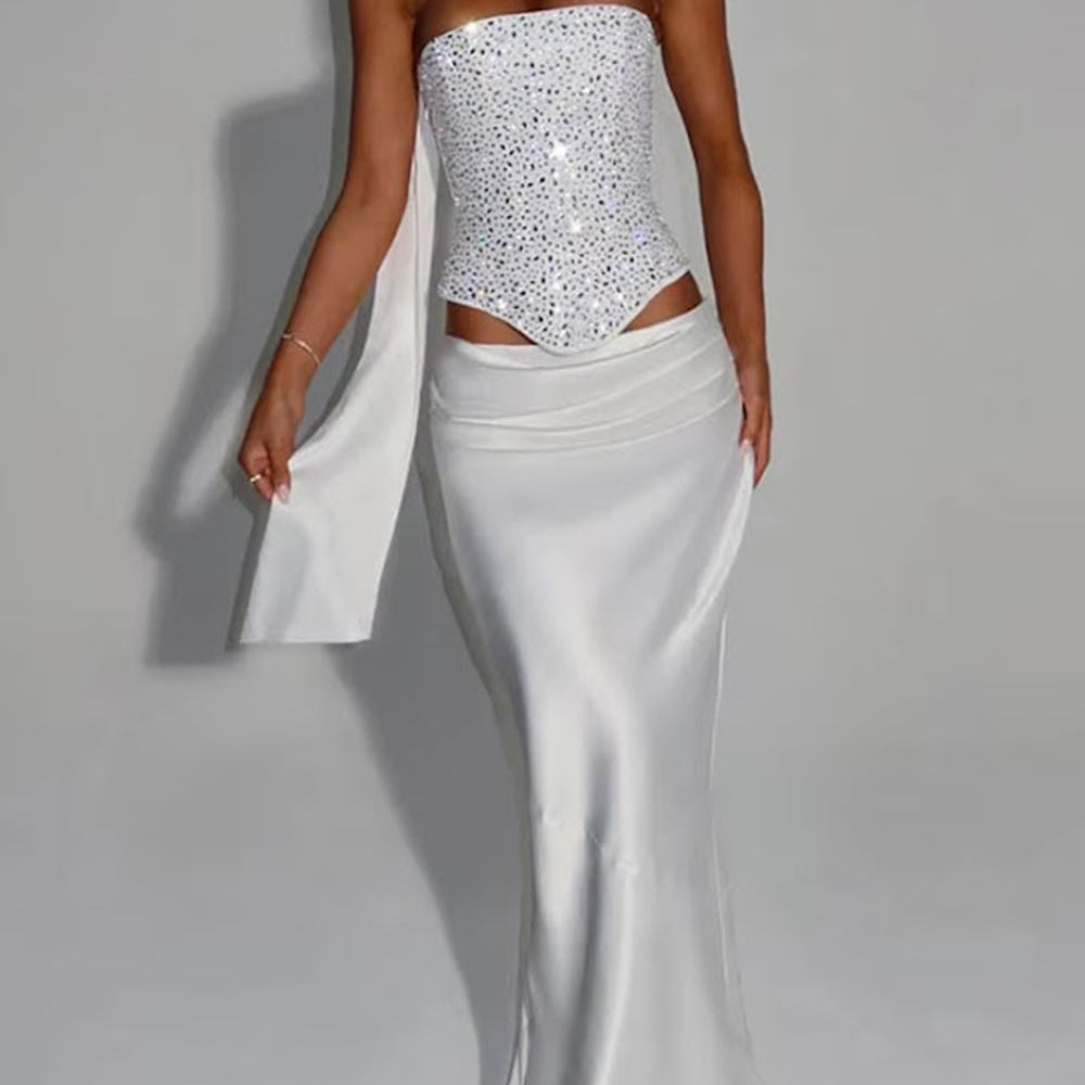 Serena Crystal Corset Skirt Set - Fashion Pov