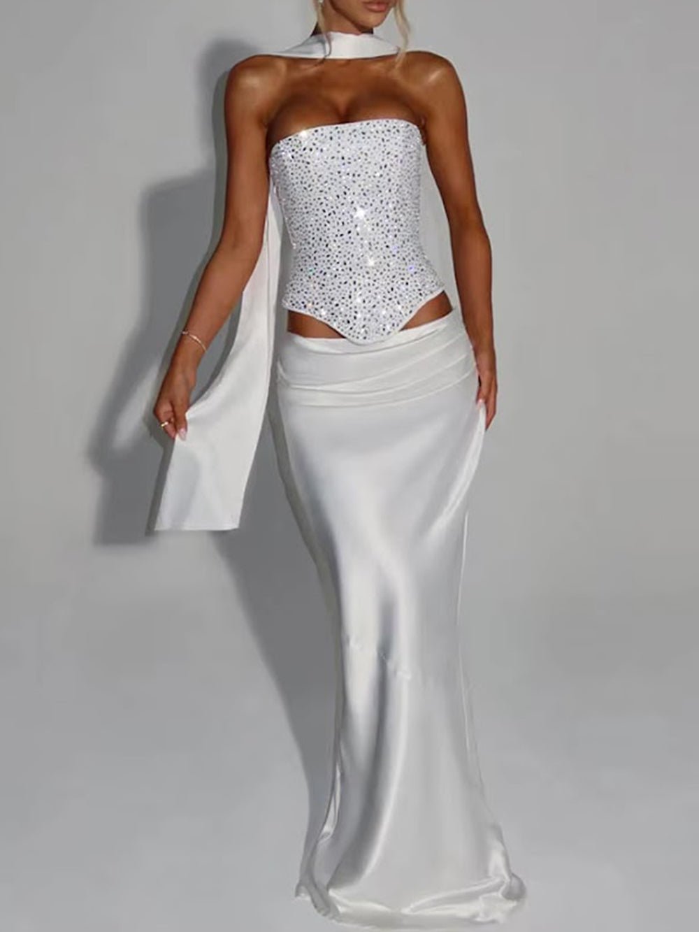 Serena Crystal Corset Skirt Set - Fashion Pov