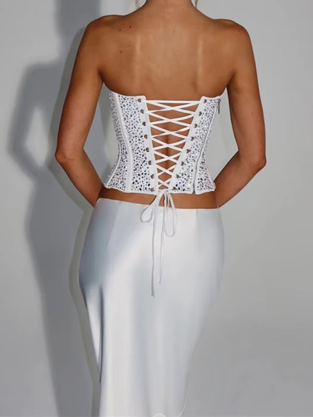 Serena Crystal Corset Skirt Set - Fashion Pov