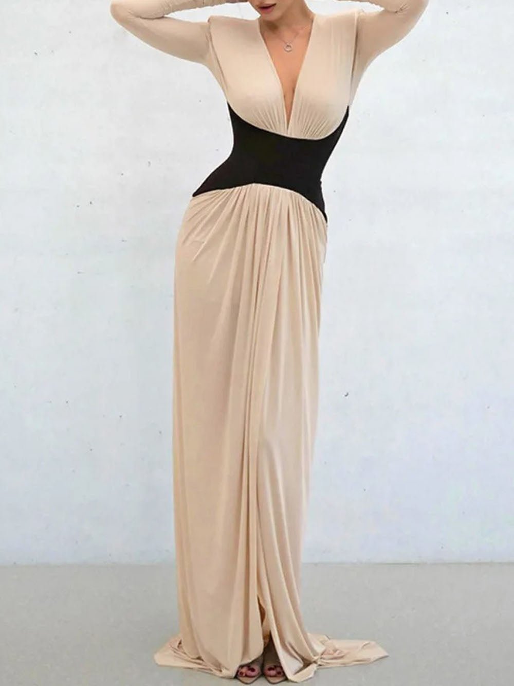 Serena Deep V Backless Maxi Dress - Fashion Pov