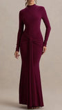 Serena Knotted Long Sleeve Maxi Dress - Fashion Pov