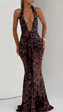 Serena Leopard Halter Maxi Dress - Fashion Pov