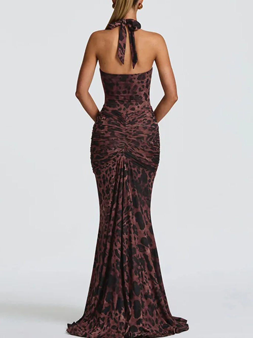 Serena Leopard Halter Maxi Dress - Fashion Pov