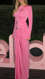 Serena Ruched Long Sleeve Maxi Dress Rose Quartz - Fashion Pov