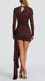 Serena Ruched Long Sleeve Mini Dress - Fashion Pov