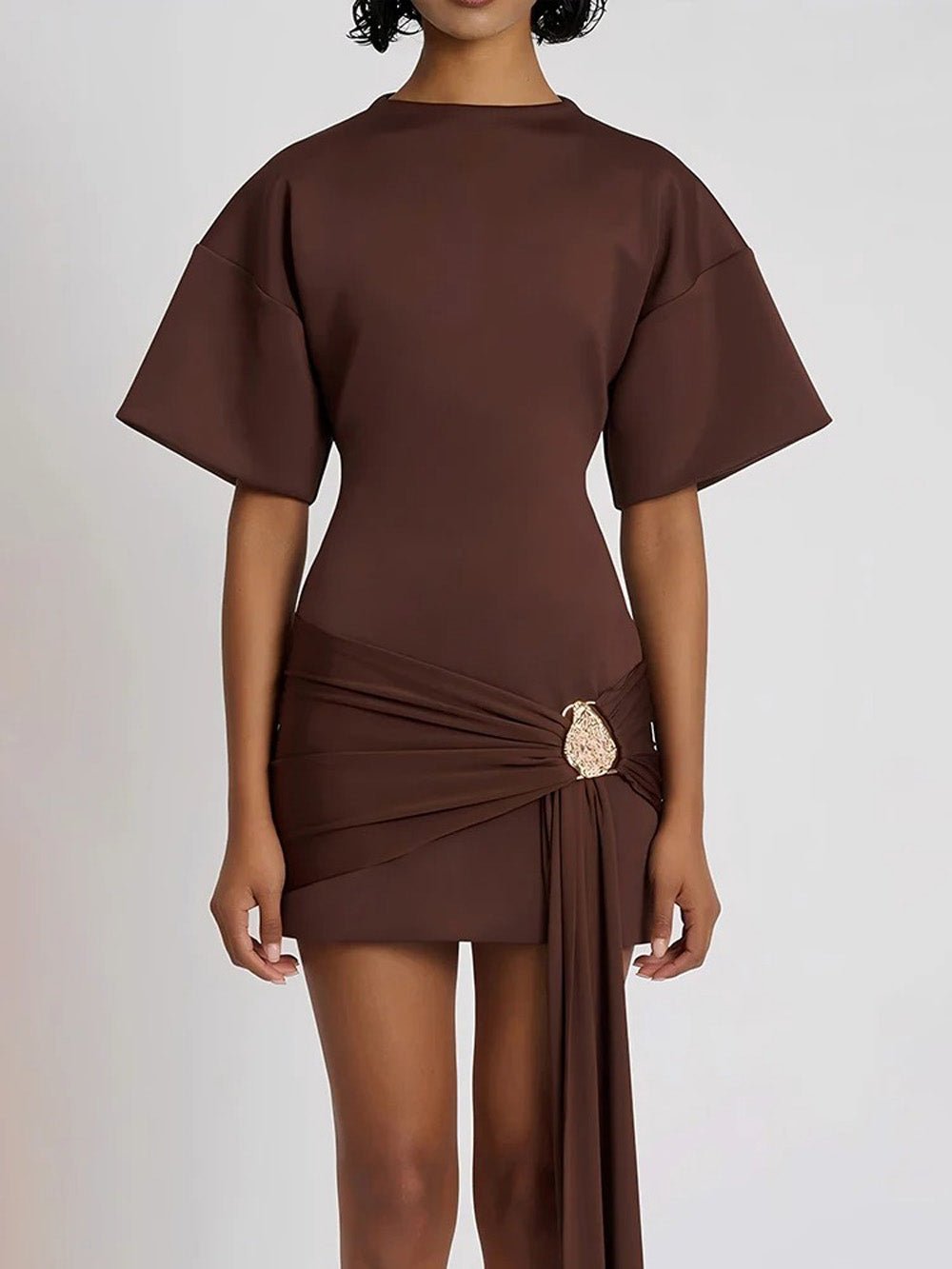 Serena Ruched Metal - Detail Mini Dress - Fashion Pov