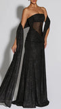 Serena Sparkle Draped Evening Gown - Fashion Pov