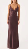 Siena Lace Trim Satin Maxi Dress - Fashion Pov