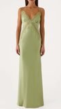 Siena Lace Trim Satin Maxi Dress - Fashion Pov