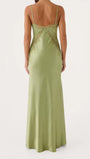 Siena Lace Trim Satin Maxi Dress - Fashion Pov