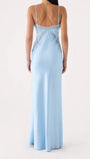 Siena Lace Trim Satin Maxi Dress - Fashion Pov
