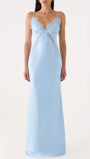 Siena Lace Trim Satin Maxi Dress - Fashion Pov