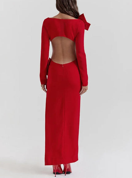 Sienna Bow Backless Maxi Dress - Fashion Pov