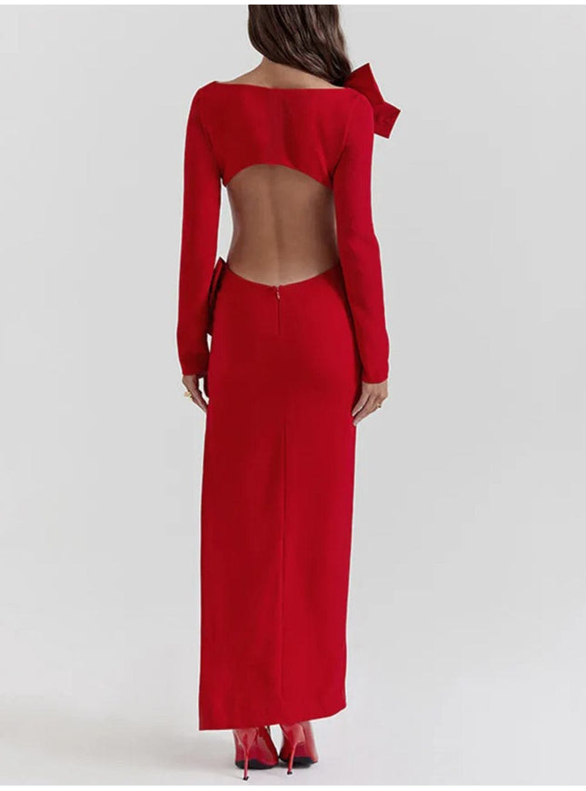 Sienna Bow Backless Maxi Dress - Fashion Pov
