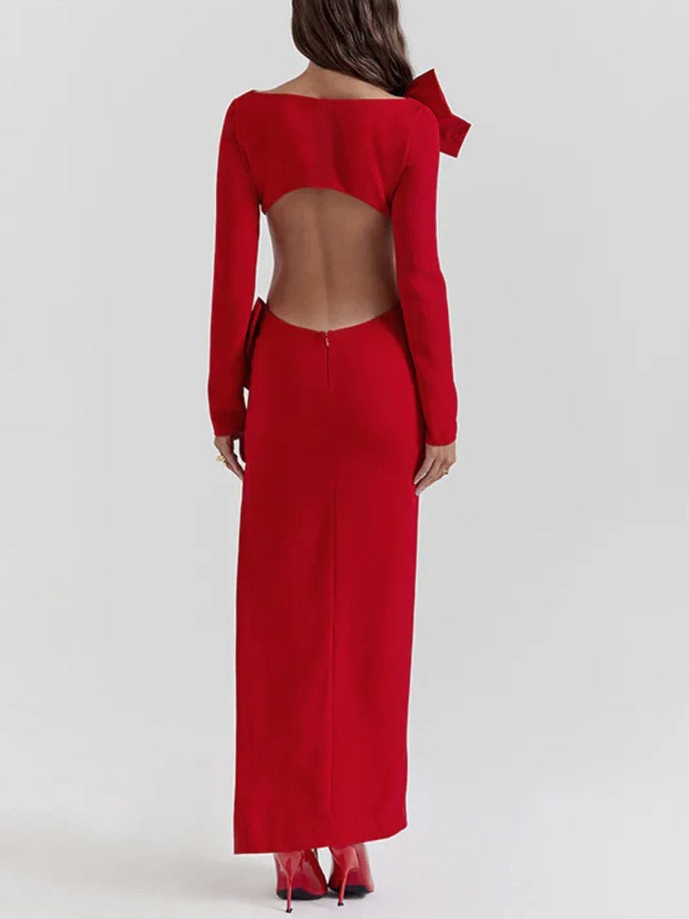 Sienna Bow Backless Maxi Dress - Fashion Pov