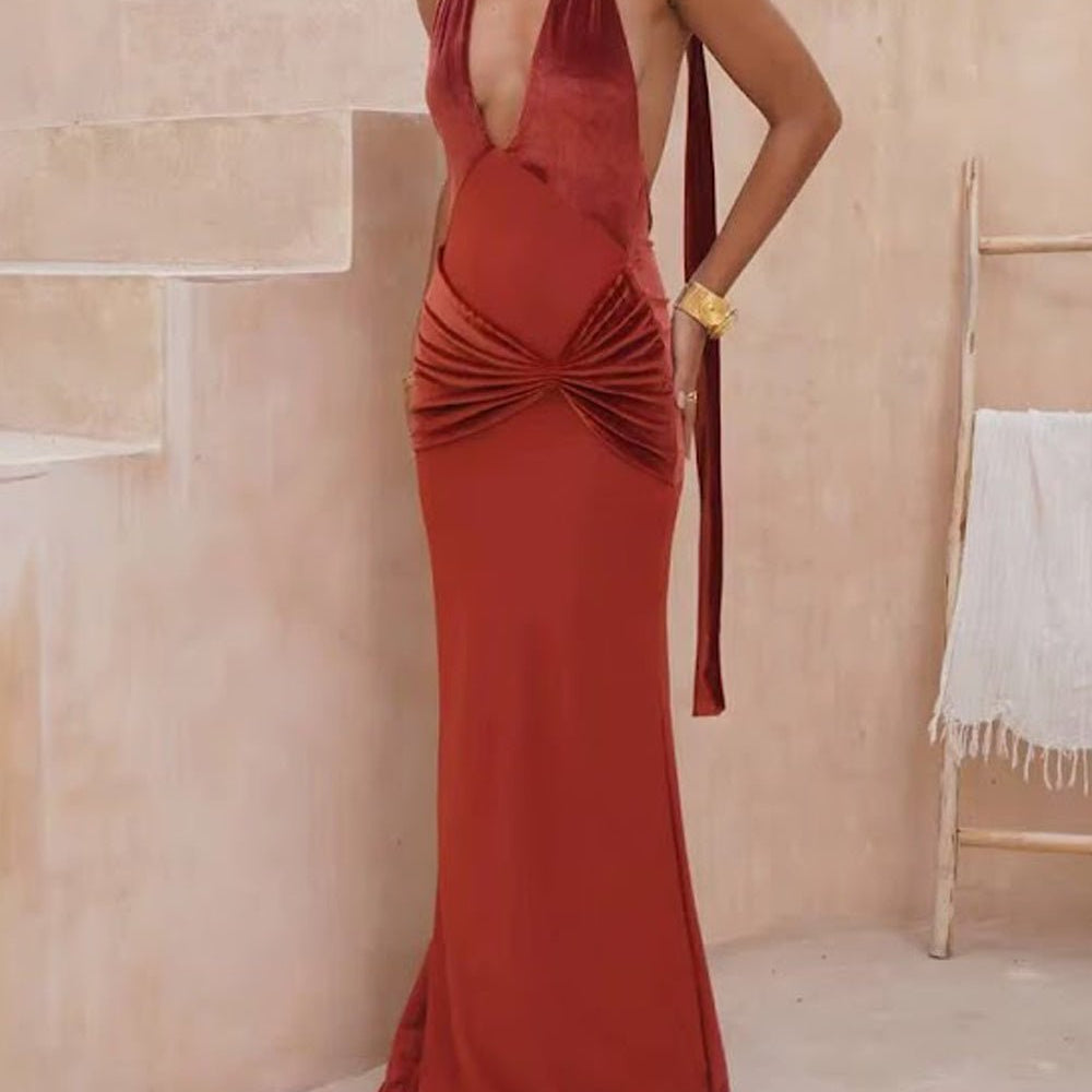 Sienna Cutout Halter Gown Dress - Fashion Pov