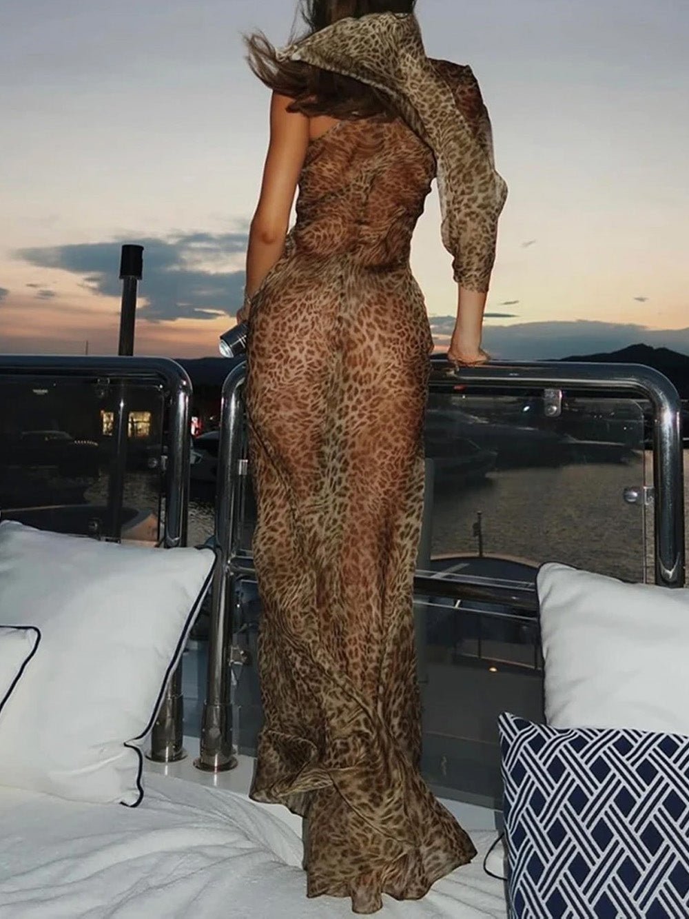 Sienna Leopard One - Shoulder Maxi Dress - Fashion Pov