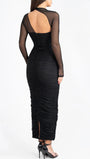 Sienna Mesh Ruched Maxi Dress Black - Fashion Pov