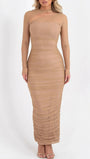 Sienna Mesh Ruched Maxi Dress - Fashion Pov