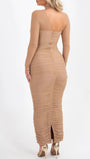 Sienna Mesh Ruched Maxi Dress - Fashion Pov