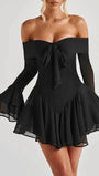 Sienna Off - Shoulder Flare Mini Dress - Fashion Pov