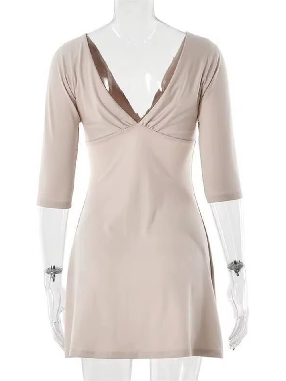 Sienna Wrap V-Neck Mini Dress Beige / L