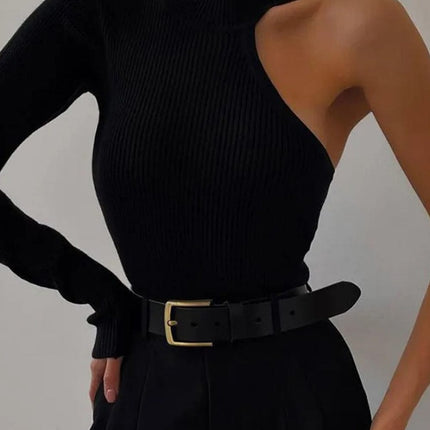 Skylar One Shoulder Kintted Bodysuit - Fashion Pov