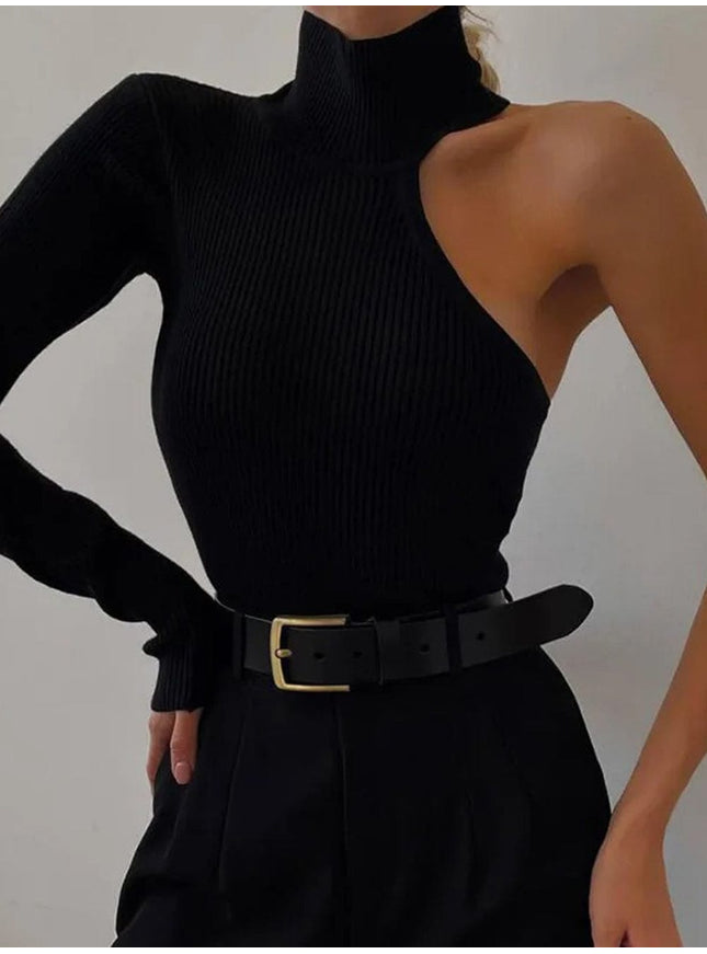 Skylar One Shoulder Kintted Bodysuit - Fashion Pov