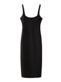 Sofia Back Slit Solid Midi Dress - Fashion Pov