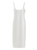Sofia Back Slit Solid Midi Dress - Fashion Pov