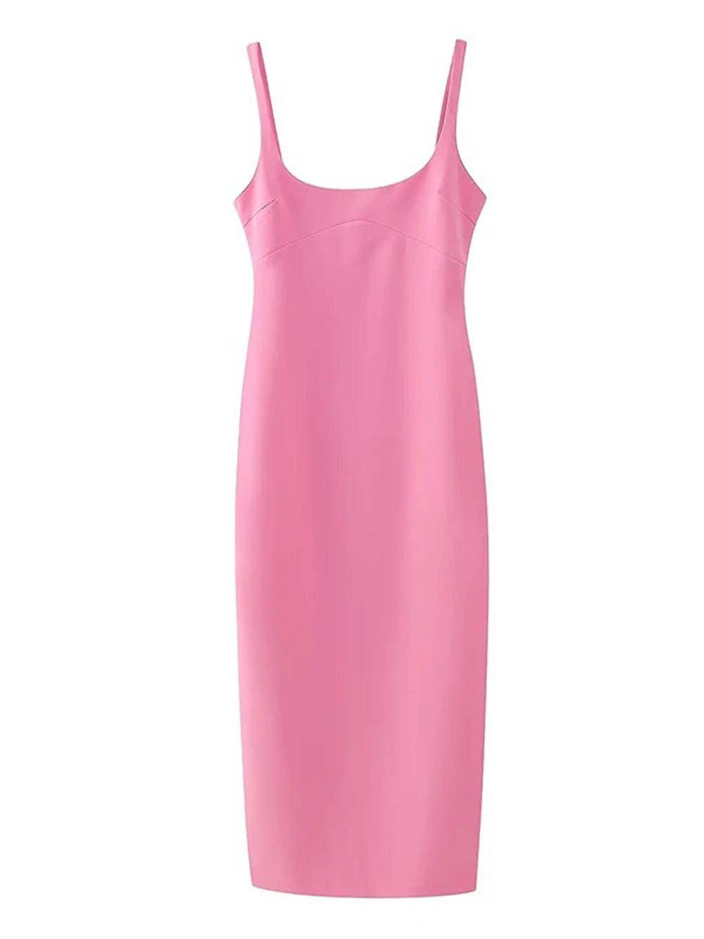 Sofia Back Slit Solid Midi Dress - Fashion Pov