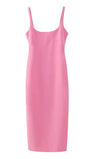 Sofia Back Slit Solid Midi Dress - Fashion Pov
