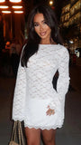 Sofia Lace Long Sleeve Mini Dress - Fashion Pov