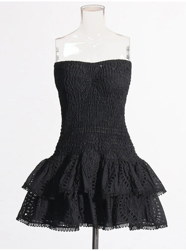 Sophia Sleeveless Spliced Ruffles Mini Dress - Fashion Pov
