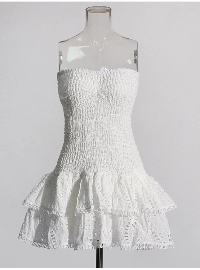 Sophia Sleeveless Spliced Ruffles Mini Dress - Fashion Pov