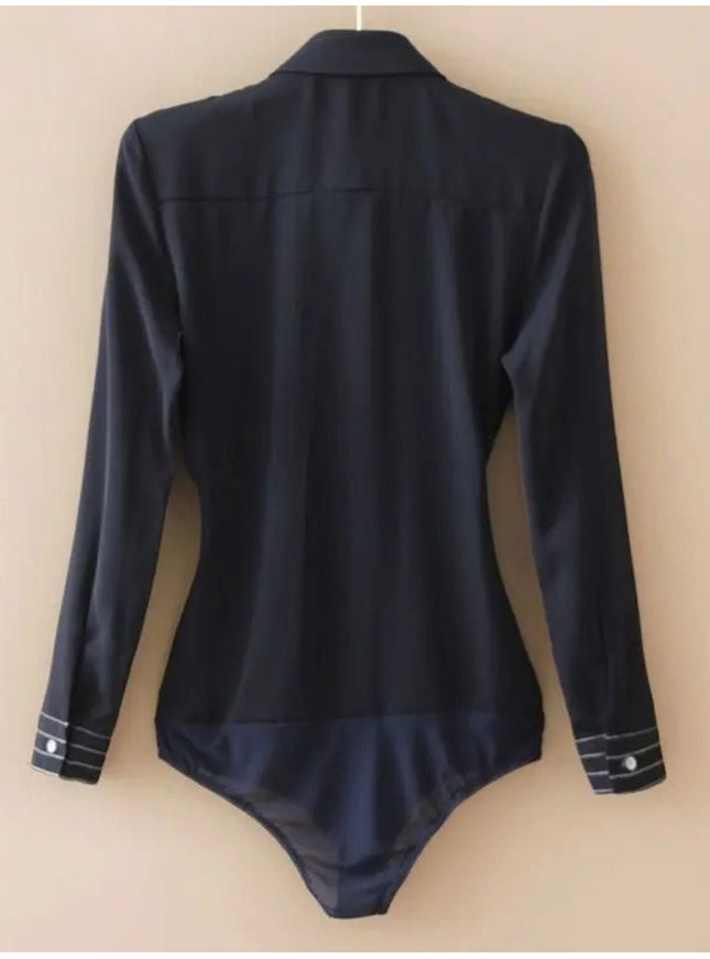 Stephanie Bodysuit Chiffon Shirt - Fashion Pov