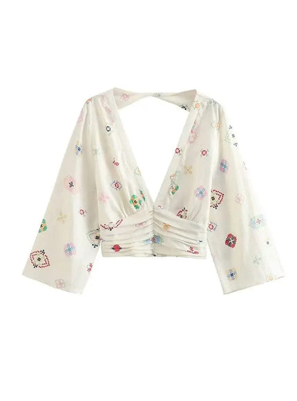 Sydney Printed Backless Shirt - Fashion Pov