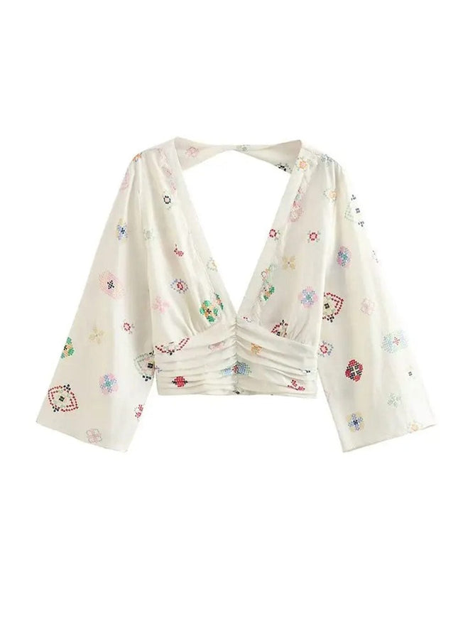 Sydney Printed Backless Shirt - Fashion Pov