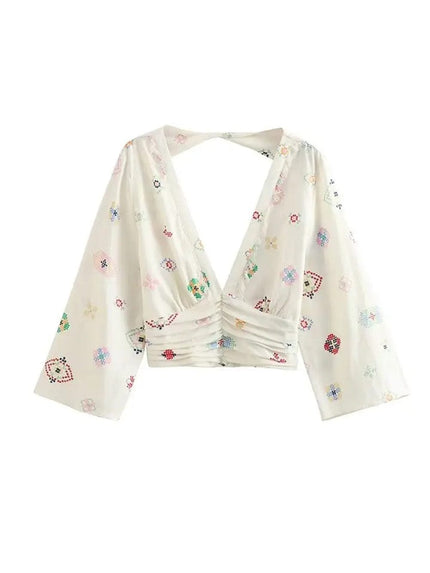 Sydney Printed Backless Shirt - Fashion Pov