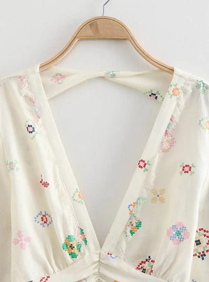 Sydney Printed Backless Shirt - Fashion Pov
