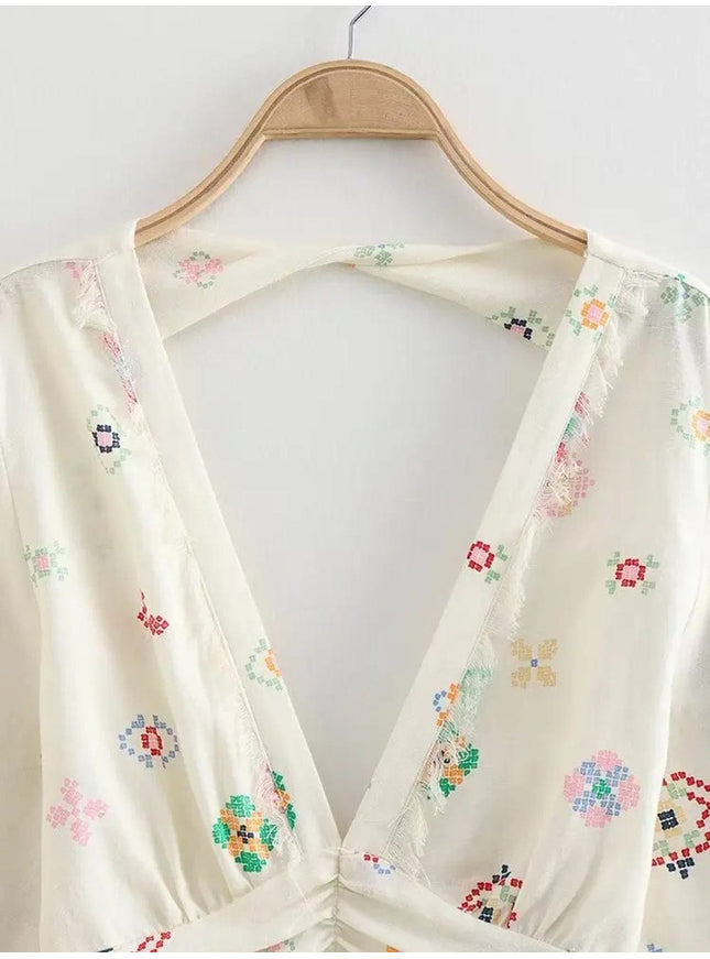 Sydney Printed Backless Shirt - Fashion Pov