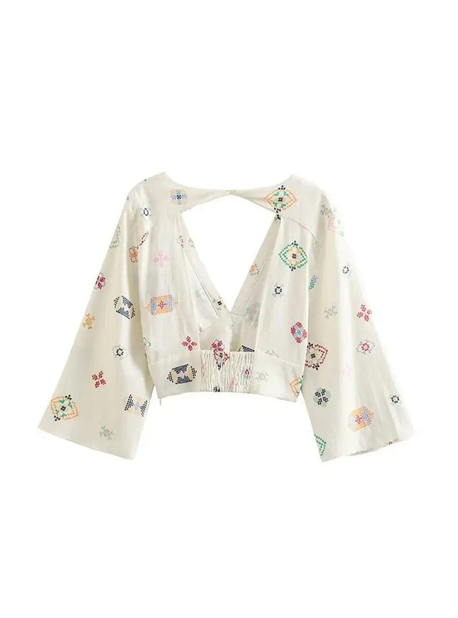 Sydney Printed Backless Shirt - Fashion Pov