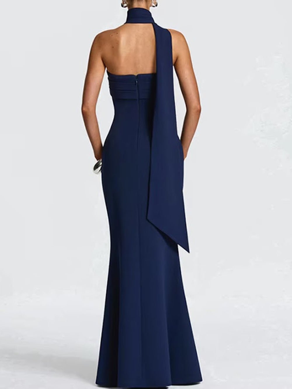 Talia Scarf Neck Gown Dress - Fashion Pov