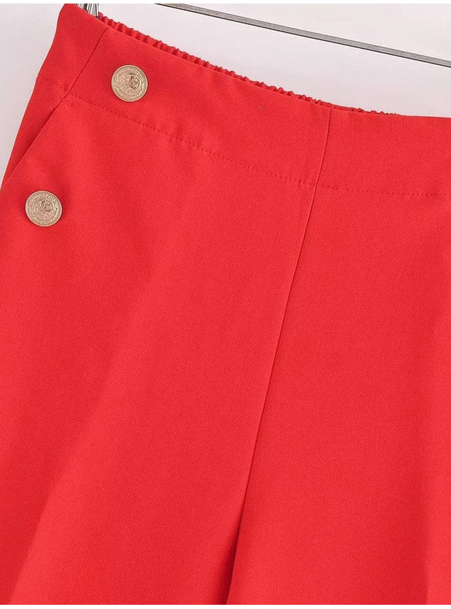Tessa Metallic Button Ankle Pant - Fashion Pov